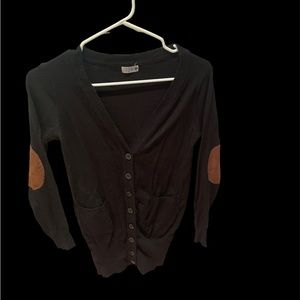 Tobi Black Cardigan with Brown Suede cutouts Size small